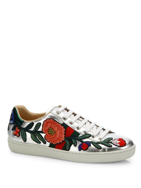 gucci sneakers with roses|Gucci ace embroidered sneakers.